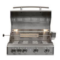 Churrasqueira a Gás Cuisinart Arkton 4 Queimadores 74cm em inox escovado, 4 queimadores, grelha e tampa com espeto rotativo e iluminação