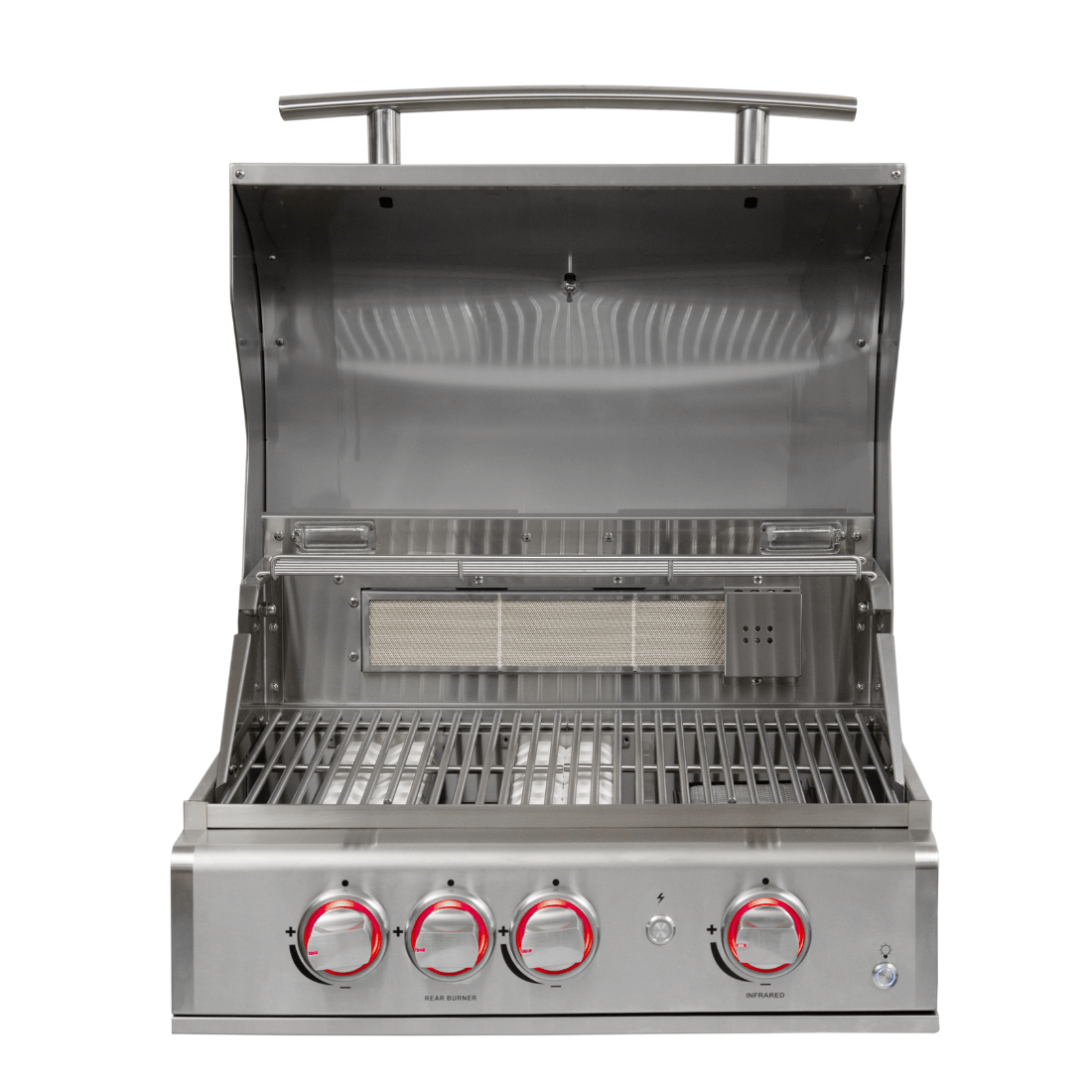Churrasqueira a Gás Cuisinart Arkton 2 Queimadores e Sear Zone 64cm inox escovado com 2 queimadores, sear zone, tampa e puxador