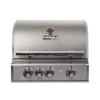 Churrasqueira a Gás Cuisinart Arkton 3 Queimadores 64cm inox escovado para embutir com tampa, termômetro e quatro botões de controle