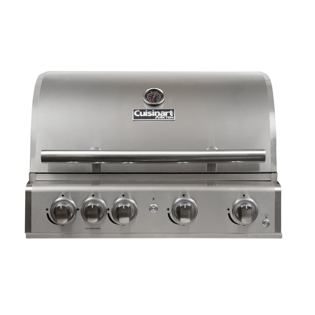Churrasqueira a Gás Cuisinart Arkton 4 Queimadores 74cm em inox escovado, tampa com termômetro, puxador e 4 botões de regulagem