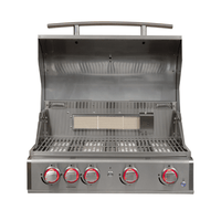 Churrasqueira a Gás Cuisinart Arkton 4 Queimadores 74cm em inox escovado, 4 queimadores, tampa articulada, grelhas e puxadores visíveis
