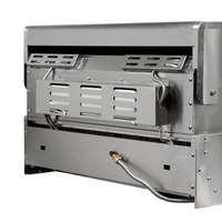 Churrasqueira a Gás Cuisinart Arkton 3 Queimadores 64cm em inox escovado, parte traseira e queimadores visíveis, para embutir na área gourmet