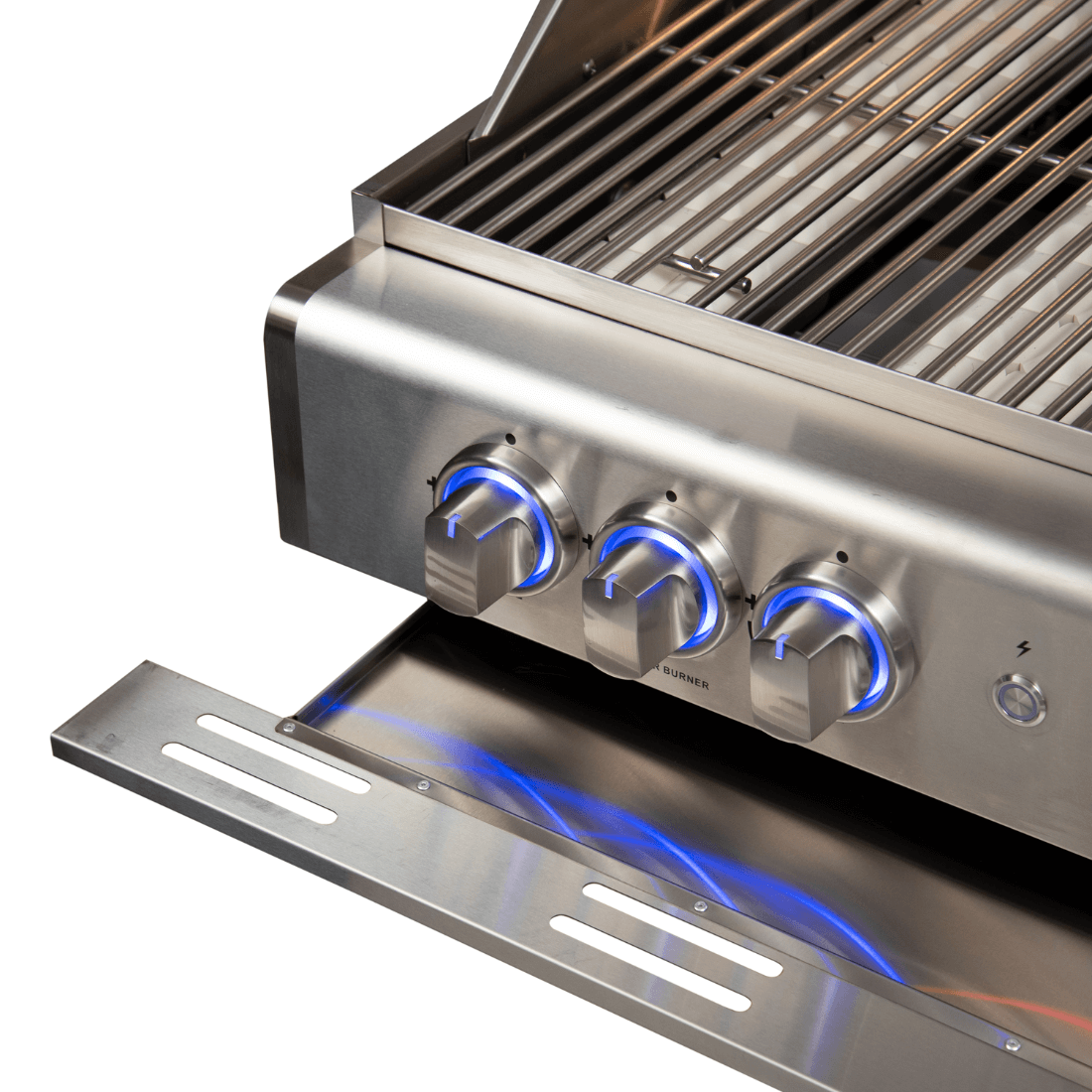 Churrasqueira a Gás Cuisinart Arkton 3 Queimadores 64cm em inox escovado com 3 botões iluminados, grelha inox e bandeja coletora