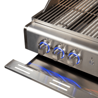 Churrasqueira a Gás Cuisinart Arkton 3 Queimadores 64cm em inox escovado com 3 botões iluminados, grelha inox e bandeja coletora