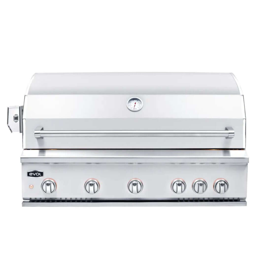 Churrasqueira Evol Modena 42" inox 4 queimadores + 2 infrared 107cm, design térmico profissional e acabamento premium