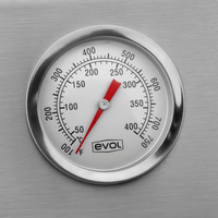 Churrasqueira à Gás Evol Modena 28'' Inox 3 Queimadores 70cm - termômetro inox embutido com mostrador e agulha vermelha