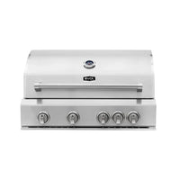 Churrasqueira a Gás Evol Florence 4 Queimadores Inox 79cm em inox escovado com 4 botões frontais, tampa com termômetro e puxador robusto