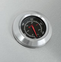 Churrasqueira à Gás Evol Capri 2 Queimadores Inox 55cm: termômetro embutido em inox escovado com marcador de temperatura para churrasqueira inox