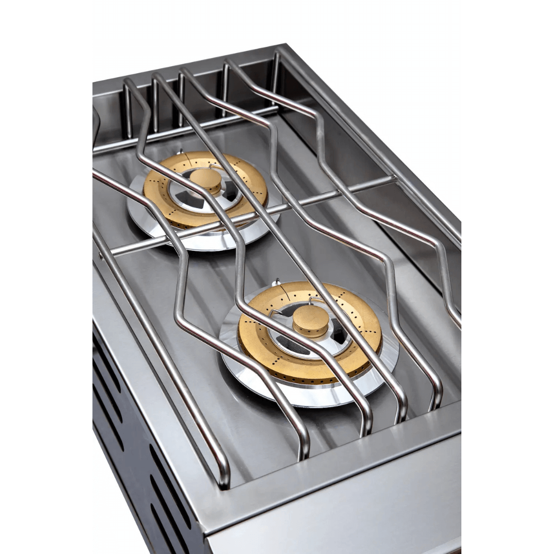 Side Burner a Gás Evol 2 Queimadores Tripla Chama Inox 34cm - churrasqueira de embutir em inox escovado com 2 queimadores tripla chama e grelha inox