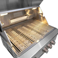 Churrasqueira à Gás Evol Modena 28'' Inox 3 Queimadores 70cm em inox escovado, 3 queimadores, grelhas inox, tampa com puxador e iluminação interna