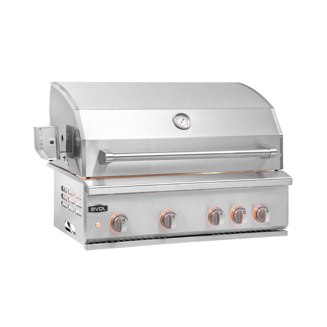 Churrasqueira Evol Modena 34 Inox 3 Queimadores 86cm Evol churrasqueira a gás de embutir em inox escovado com tampa, termômetro e 3 queimadores