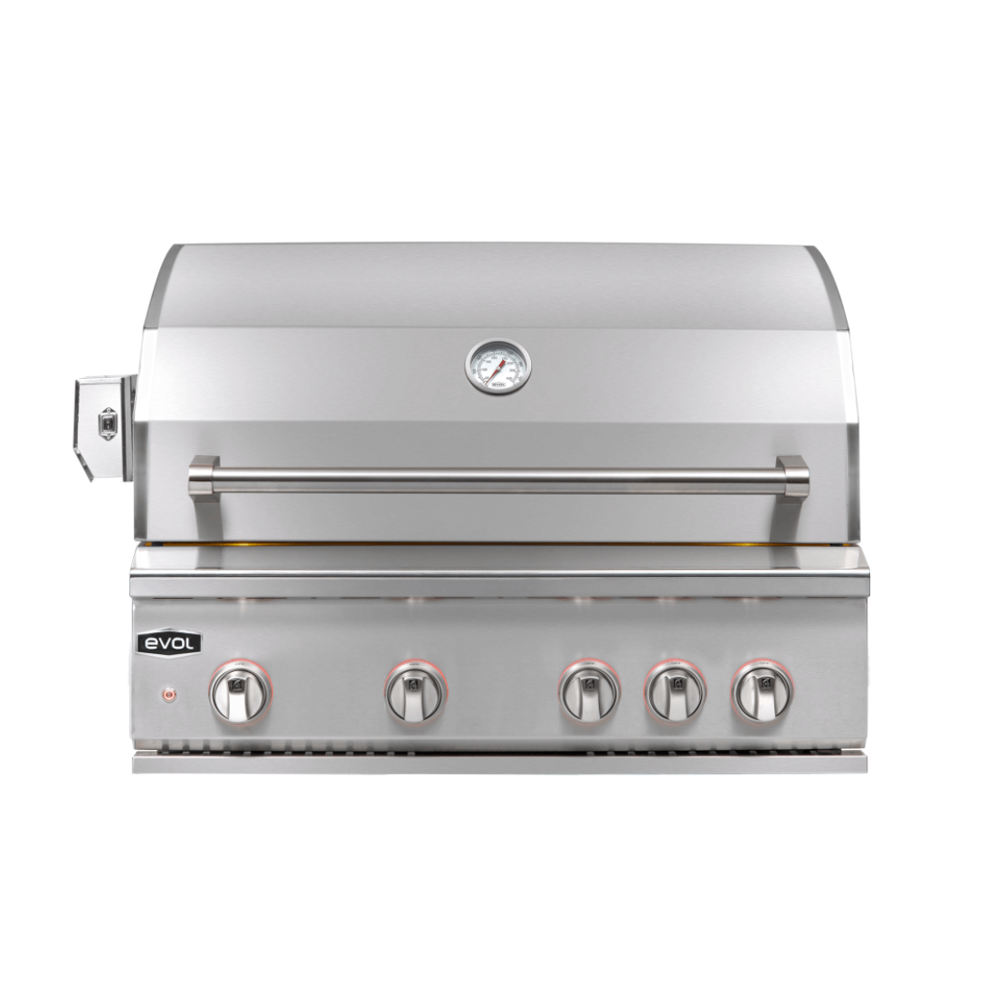 Churrasqueira à Gás Evol Modena 34'' Inox 3 Queimadores 86cm Evol churrasqueira a gás de embutir em inox escovado com 3 botões e tampa com termômetro