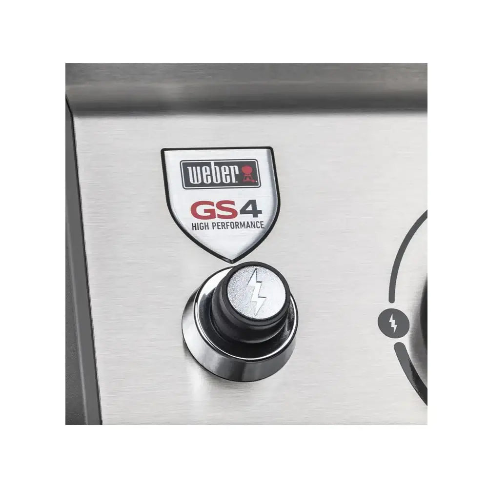Churrasqueira a Gás Weber 3 Queimadores 130 cm com Rodízio Gênesis II E-335 em inox escovado com painel e botão de ignição cromado