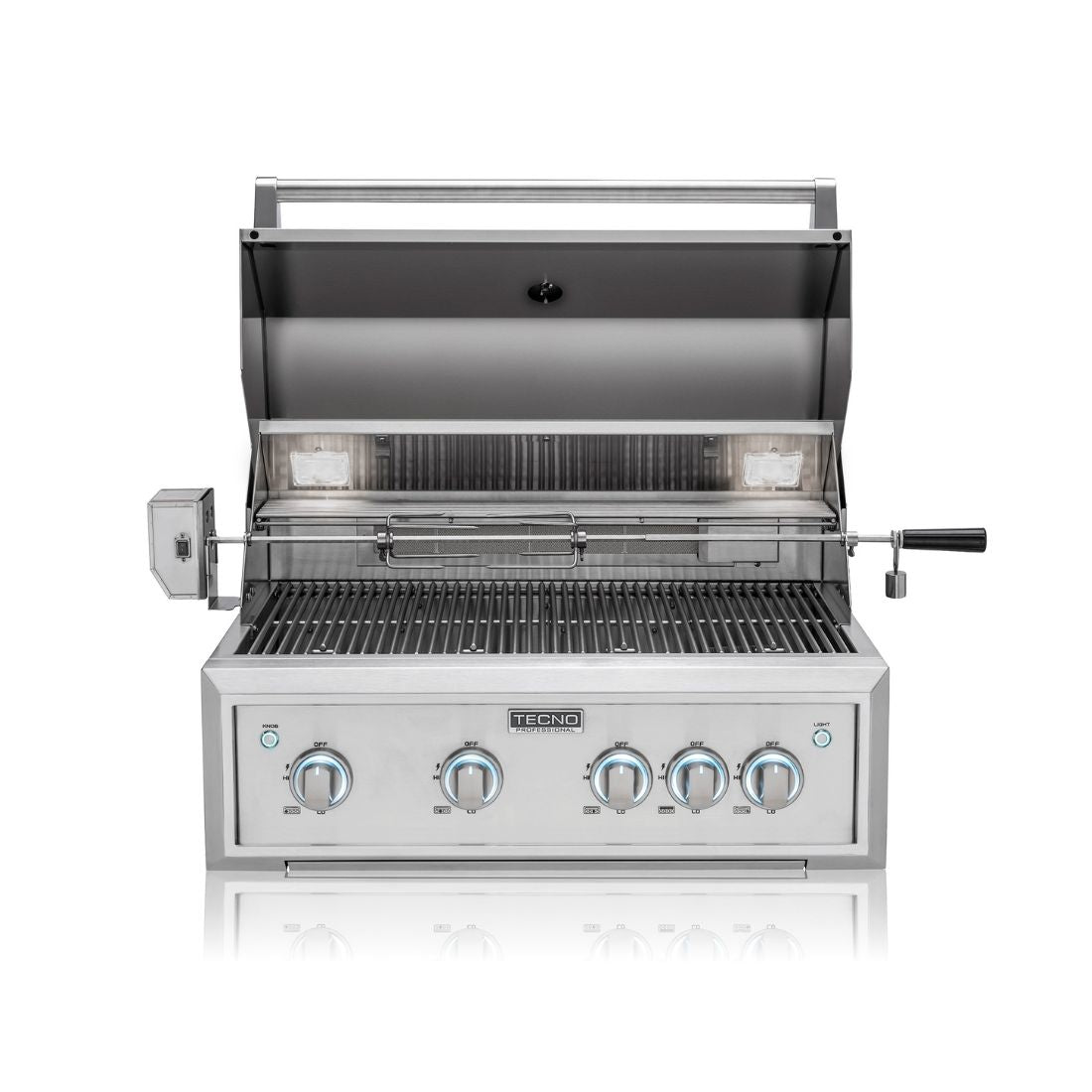 Alt Tag: Churrasqueira Tecno Professional a Gás 3 Queimadores Inox 82cm em aço inox 304 com espeto rotativo e queimador Sear