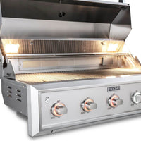 Alt Tag: Churrasqueira Tecno Professional a Gás 4 Queimadores Inox 100cm em aço inox 304 com painel e botões frontais iluminados
