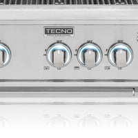 Churrasqueira Tecno a gás inox 100cm com 4 queimadores iluminados, painel de controle profissional e acabamento em aço inox 304