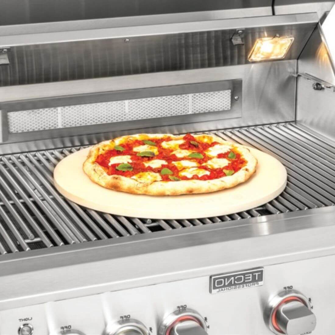 Churrasqueira Tecno Professional a Gás 4 Queimadores inox 100cm com pizza em pedra e grelha de aço inox