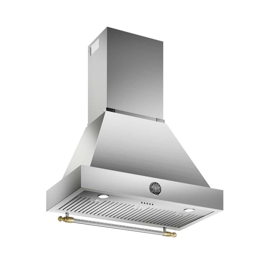 Coifa Bertazzoni Heritage de Parede Inox 91cm — coifa de parede em inox piramidal com iluminação LED, painel de botões e duto visível