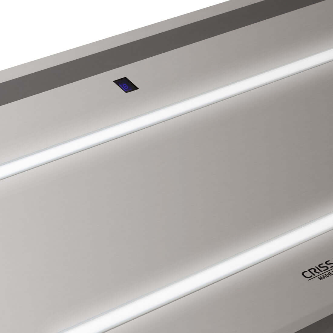 Coifa CrissAir de embutir no Teto Inox 120cm, coifa de teto slim em inox com iluminação LED linear e painel digital embutido
