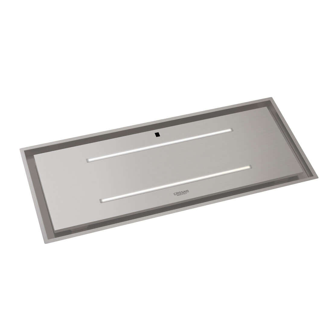 Coifa CrissAir de embutir no Teto Inox 120cm: coifa de teto embutida em inox slim retangular com luzes LED e acabamento sofisticado