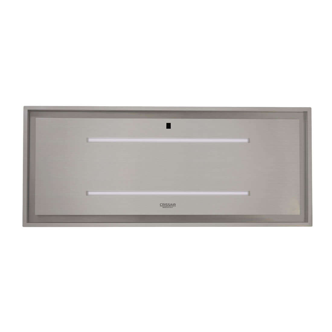 Coifa CrissAir de embutir no Teto Inox 120cm em inox slim retangular, iluminação LED linear e painel remoto embutido