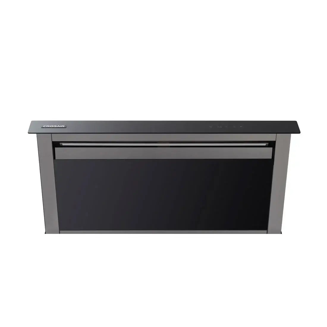 Coifa de Bancada CrissAir Dowdraft Inox e Vidro 90cm — coifa de embutir inox e vidro preto slim, painel touch e iluminação LED