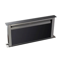 Coifa de Bancada CrissAir Dowdraft Inox e Vidro 90cm: coifa de bancada embutida em inox e vidro preto slim com painel touch e iluminação LED