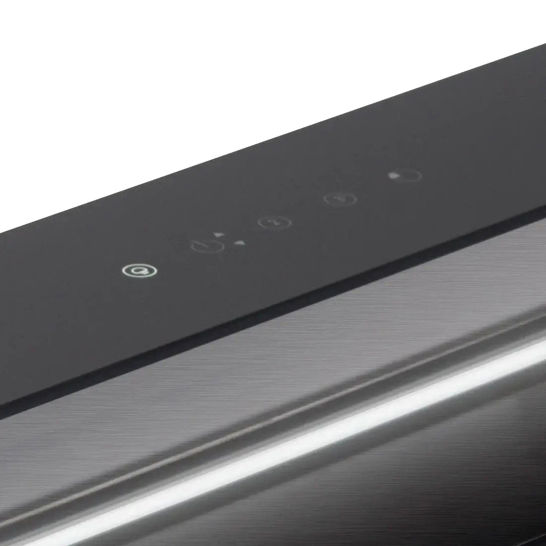 Coifa de Bancada CrissAir Dowdraft Inox e Vidro 90cm CrissAir bancadainox com painel touch preto slim e iluminação LED visível