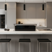 Coifa de Bancada Cuisinart Arkton Advanced Down Draft Inox 90cm em bancada inox retrátil, formato retangular, painel touch e acabamento escovado