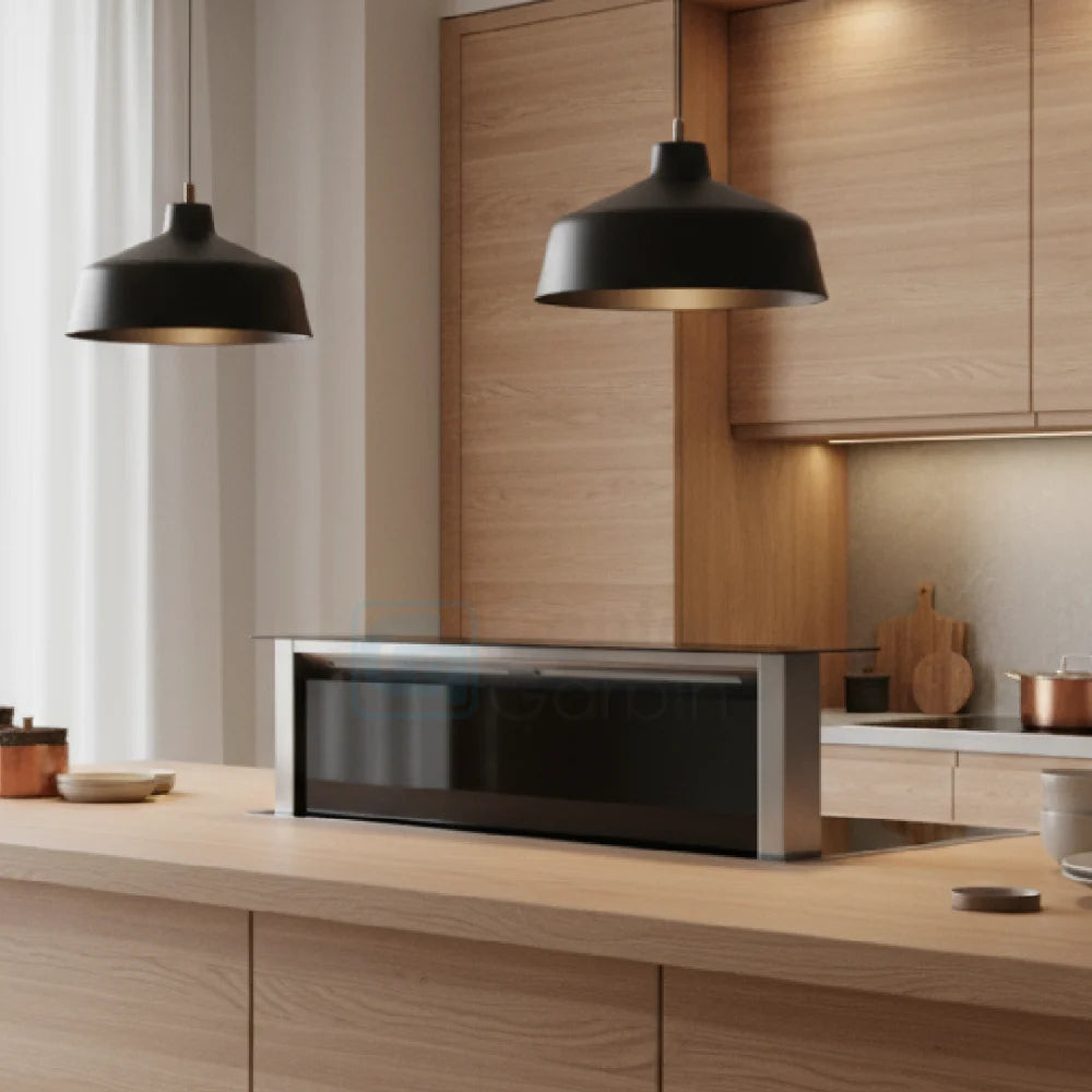 Coifa de Bancada Cuisinart Arkton Advanced Down Draft Inox 90cm retrátil de bancada em inox com design slim, painel touch e duto escondido