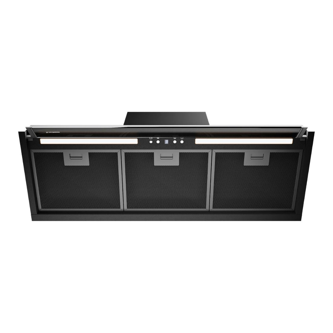 Coifa de Embutir no Móvel Debacco Montreal 90cm Vidro Preto - coifa de embutir preta com vidro, painel touch, iluminação LED e filtros visíveis