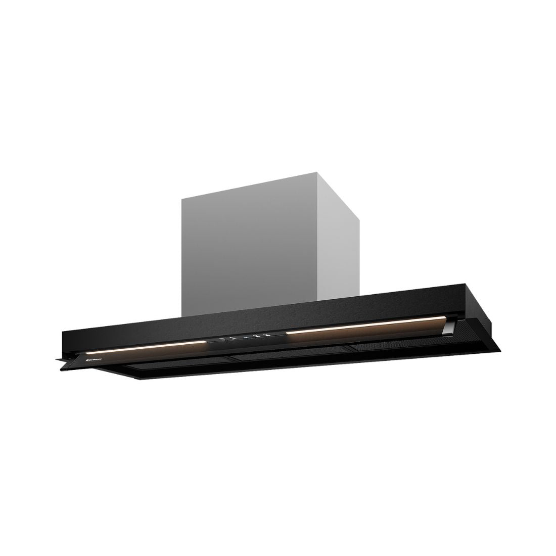 Coifa de Embutir no Móvel Debacco Montreal 90cm Vidro Preto — coifa de embutir em vidro preto slim com iluminação LED, painel touch e acabamento moderno