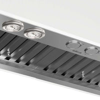 Coifa Elica de Embutir no Móvel Scanno 91cm Inox com acabamento em inox escovado, filtros metálicos, spots de luz e botões frontais