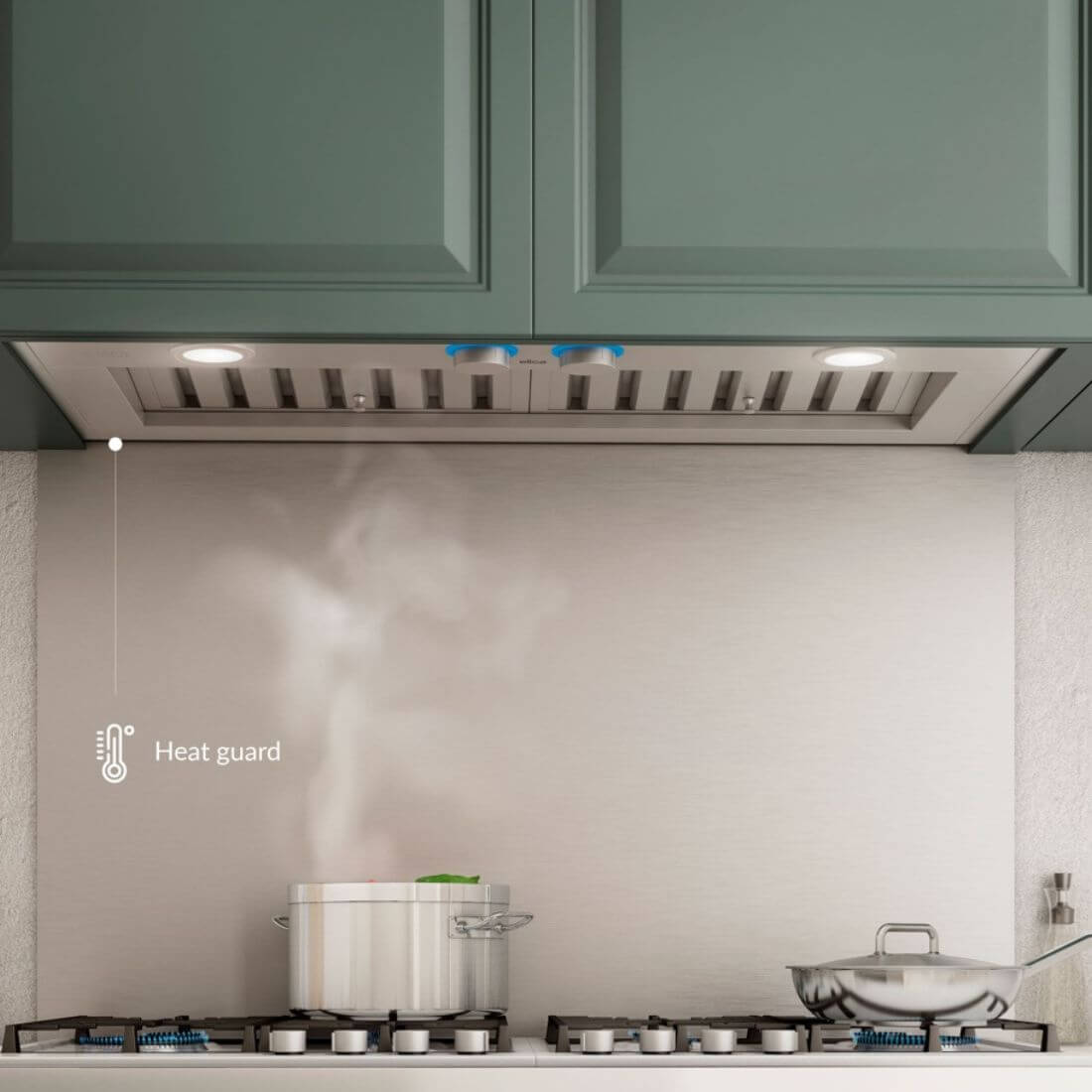 Coifa Elica de Embutir no Móvel Scanno 91cm Inox com acabamento inox escovado, iluminação embutida e painel de botões integrado