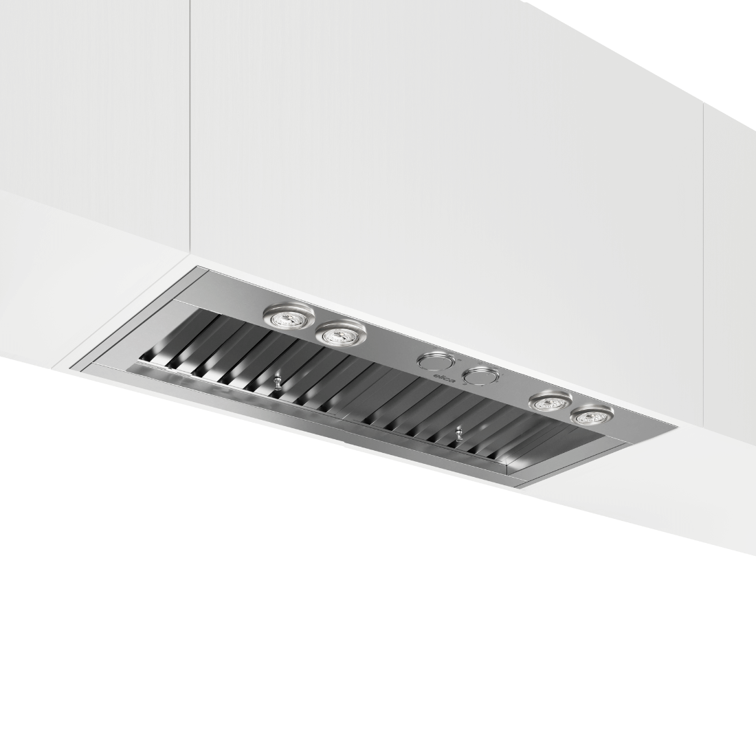 Coifa Elica de Embutir no Móvel Scanno 91cm Inox, coifa de embutir em inox escovado com grelhas, luzes LED e botões frontais