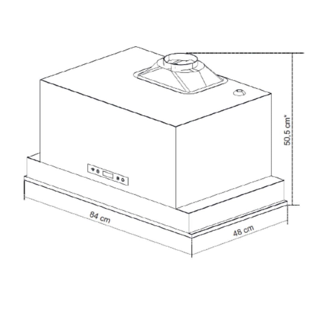 Coifa Evol Gamma de Embutir no Móvel Inox 84cm embutida em móvel, inox 304 retangular, painel touch, duto superior e design slim