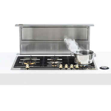 Coifa de Bancada Tecno Rise Vintage Inox 91cm bancada em inox com aspiração perimetral, design retrô e painel discreto acima do cooktop