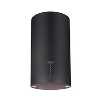 Coifa ilha CrissAir Isola Cilindro Black 40cm — coifa de ilha preta cilíndrica em inox com painel touch, iluminação LED e design slim