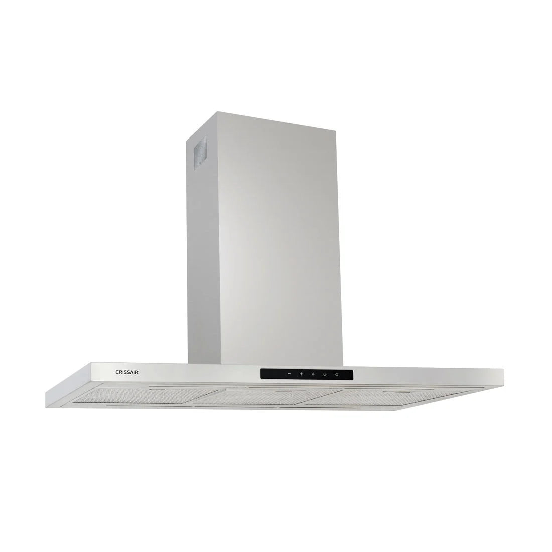 Coifa de Ilha CrissAir Slim Isola Inox 90cm em inox slim com duto retangular, painel touch e iluminação LED integrada