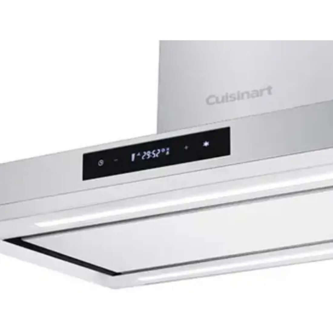 Coifa Ilha Cuisinart Casual Inox 90cm em inox slim com painel touch digital, iluminação LED e acabamento inferior perimetral