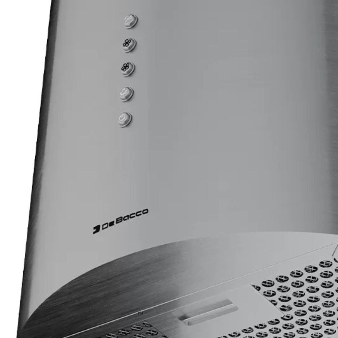 Coifa Tubular Debacco Zurique de Ilha Inox 35cm - coifa de ilha em inox com formato tubular, botões frontais e painel perfurado visível