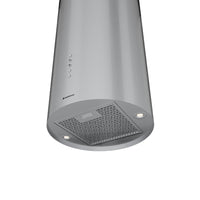 Coifa Tubular Debacco Zurique de Ilha Inox 35cm - coifa de ilha tubular em inox com iluminação LED, painel de botões e duto cilíndrico visível