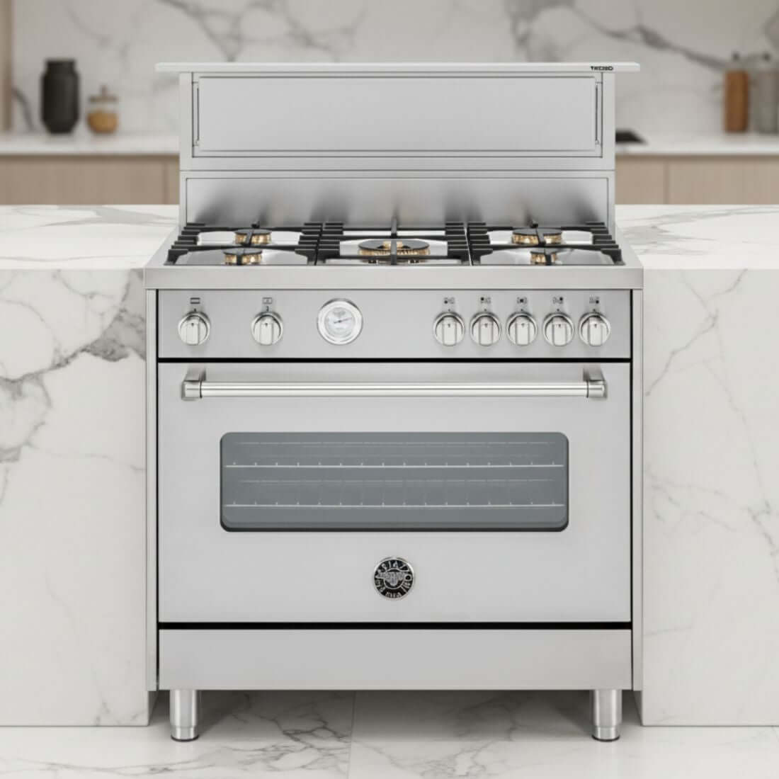 Coifa de Bancada Tecno Rise Inox 91cm - coifa de bancada em inox escovado com aspiração perimetral retrátil sobre cooktop e acabamento premium