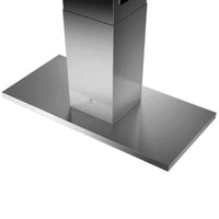 Coifa Tecno Original de Ilha Inox 120cm coifa de ilha em inox escovado, formato retangular slim, duto visível e painel touch com iluminação LED