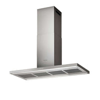 Coifa Tecno Original de Ilha Inox 120cm coifa de ilha em inox escovado, formato retangular slim, painel touch e duto alto visível