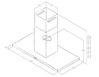 Coifa Tecno Professional de Ilha Inox 120cm em inox escovado, formato retangular slim, duto visível e painel touch integrado