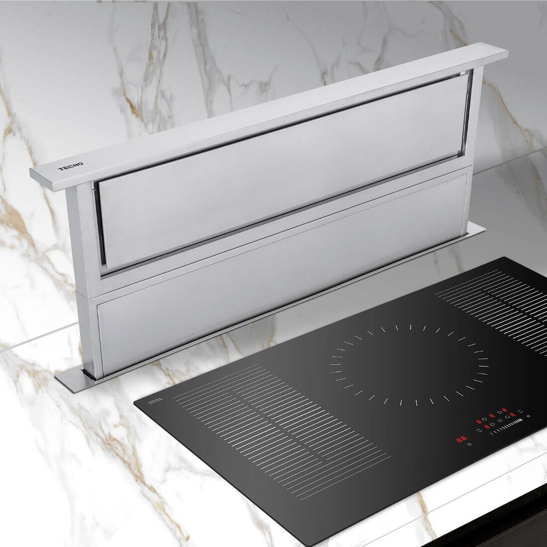 Coifa de Bancada Tecno Rise Inox 91cm da Tecno, coifa de bancada em inox escovado, aspiração perimetral, painel touch e design slim