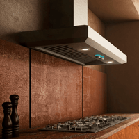 Coifa Bertazzoni Vavano de Parede Inox 91cm: coifa de parede em inox escovado, formato retangular com iluminação LED, painel com botões e duto visível