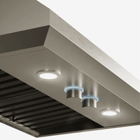 Coifa Bertazzoni Calabria Parede Inox 122cm em inox escovado, coifa de parede com botões iluminados, LEDs e duto embutido