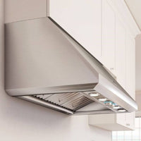 Alt Tag: Coifa Bertazzoni Calabria de Parede Inox 91cm — coifa de parede em inox escovado 91cm, formato piramidal, iluminação LED e painel de botões